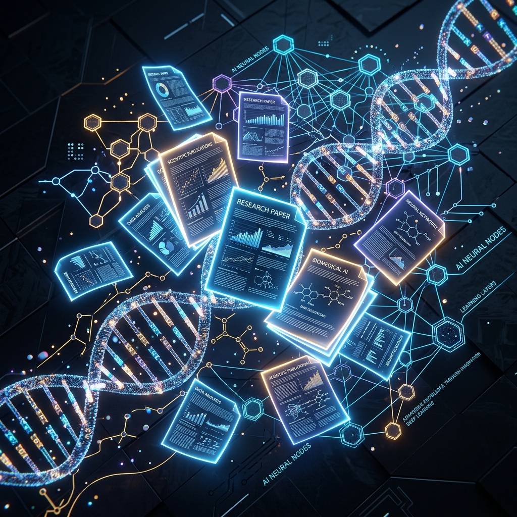 Publications molecular and AI pathways illustration
